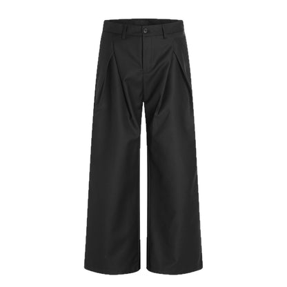 Vintage Pleated Wide-Leg Trousers Loose Fit Oversized Casual Straight Leg Unisex Long Pants