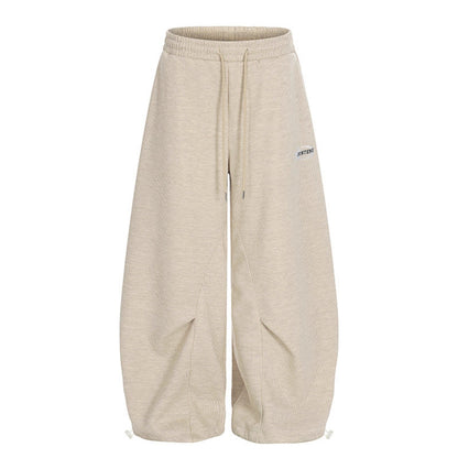 Pleated Design Wide-Leg Oversized Casual Sweatpants