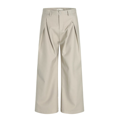 Vintage Pleated Wide-Leg Trousers Loose Fit Oversized Casual Straight Leg Unisex Long Pants