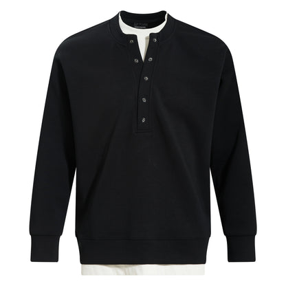 Henry collar undershirt fake two hoodies men