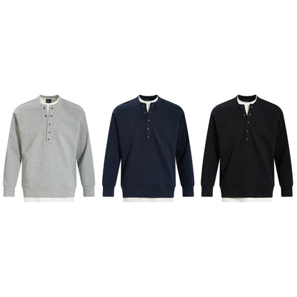 Henry collar undershirt fake two hoodies men