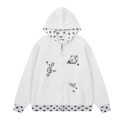 Hoodie Unisex Casual Loose Oversized Zip-Up Sweatshirt