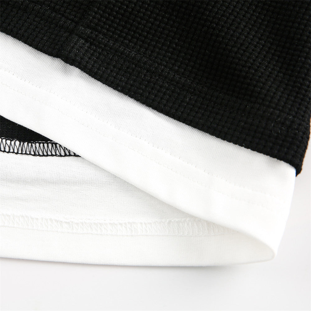 Fake two V-neck hoodies
