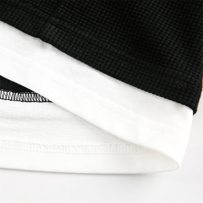 Fake two V-neck hoodies