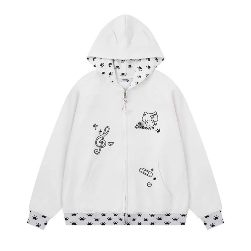 Hoodie Unisex Casual Loose Oversized Zip-Up Sweatshirt