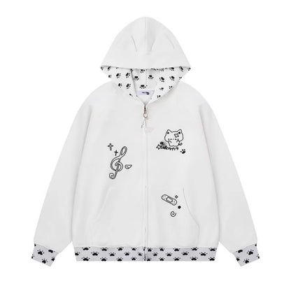 Hoodie Unisex Casual Loose Oversized Zip-Up Sweatshirt