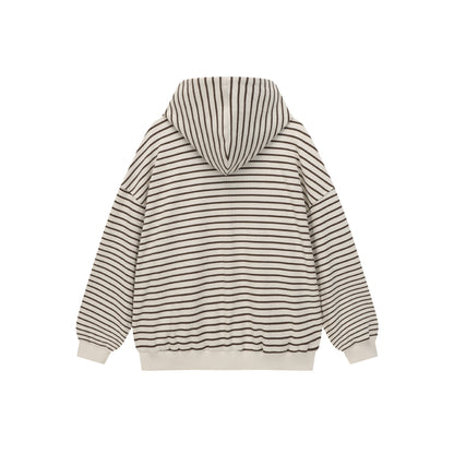 Striped Hooded Oversized Unisex Sweatshirt with Loose Fit