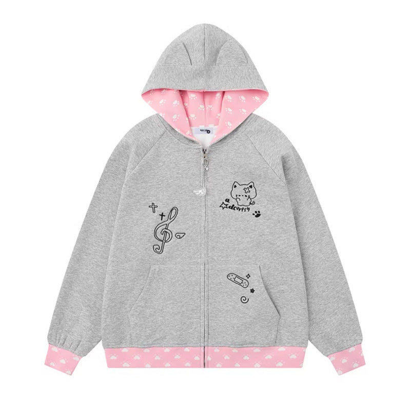 Hoodie Unisex Casual Loose Oversized Zip-Up Sweatshirt