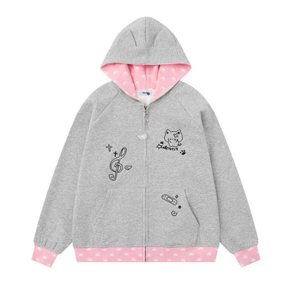 Hoodie Unisex Casual Loose Oversized Zip-Up Sweatshirt
