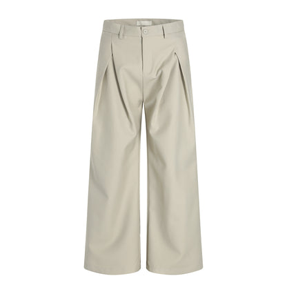 Vintage Pleated Wide-Leg Trousers Loose Fit Oversized Casual Straight Leg Unisex Long Pants