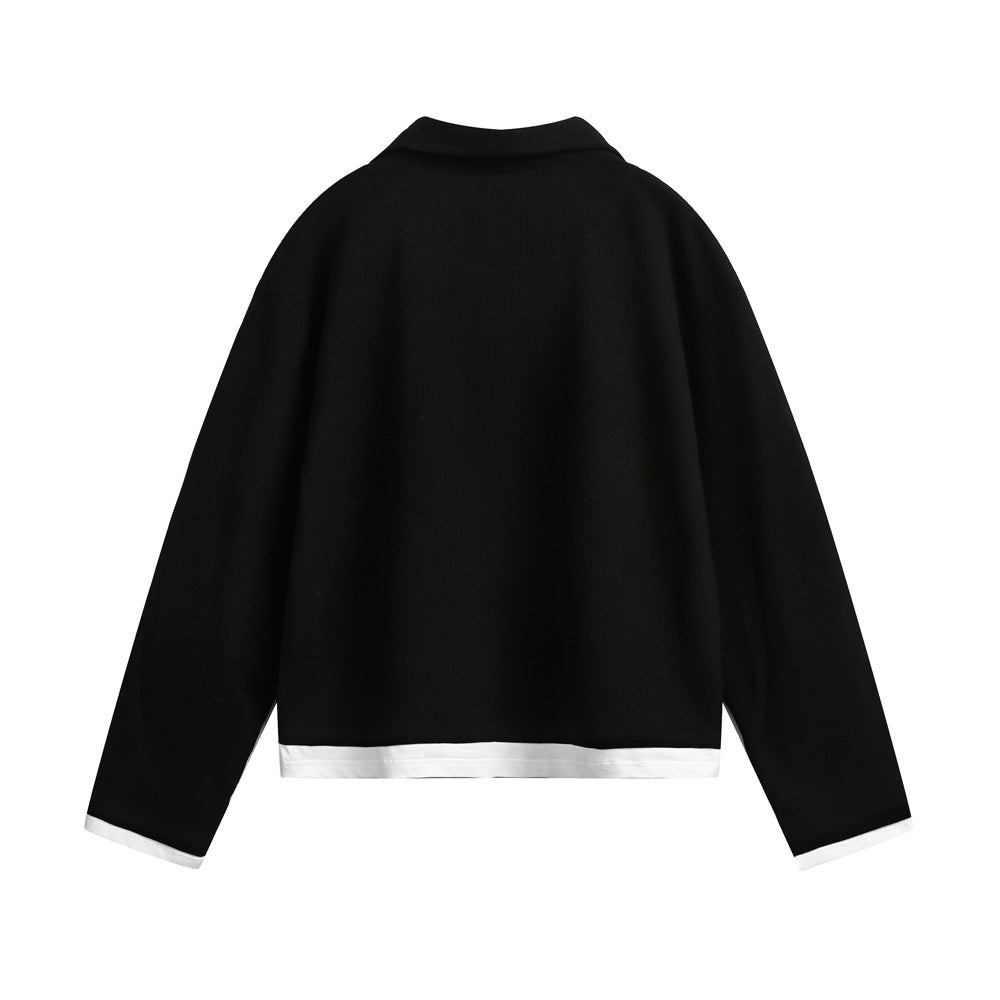 Fake two V-neck hoodies