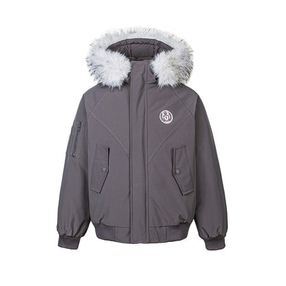 Oversized Fur Collar Long Sleeve Unisex Loose Fit Parka