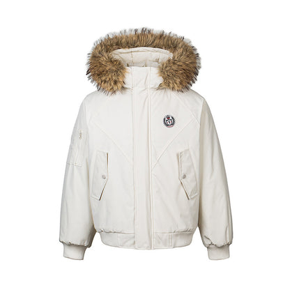 Oversized Fur Collar Long Sleeve Unisex Loose Fit Parka